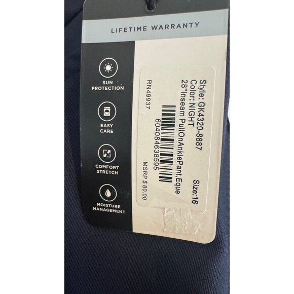 NWT Tail White Label Size 16 Womens Navy Golf UPF 50+ Pull-On Ankle Pants - Picture 12 of 16